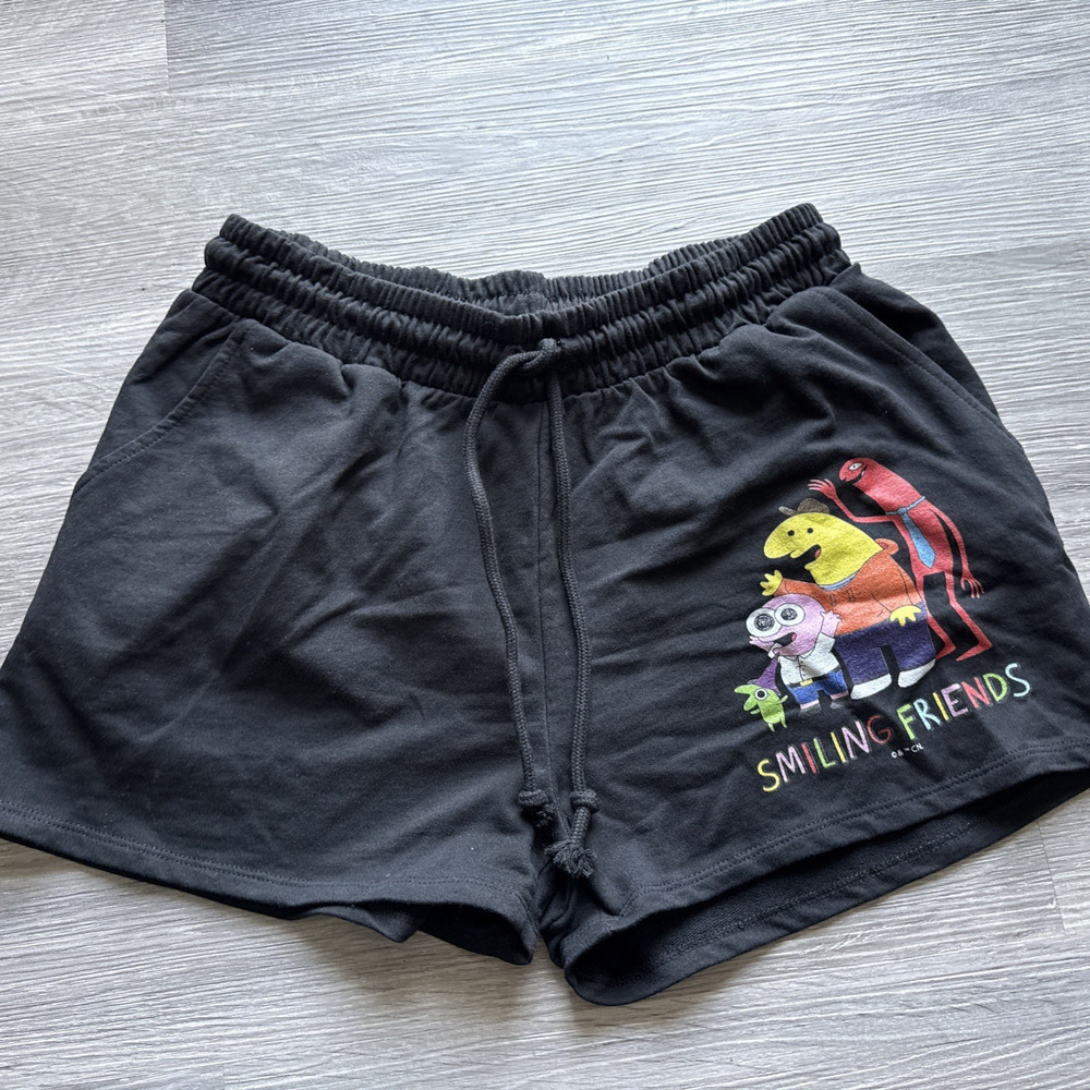 Smiling Friends Shorts, Black, Large